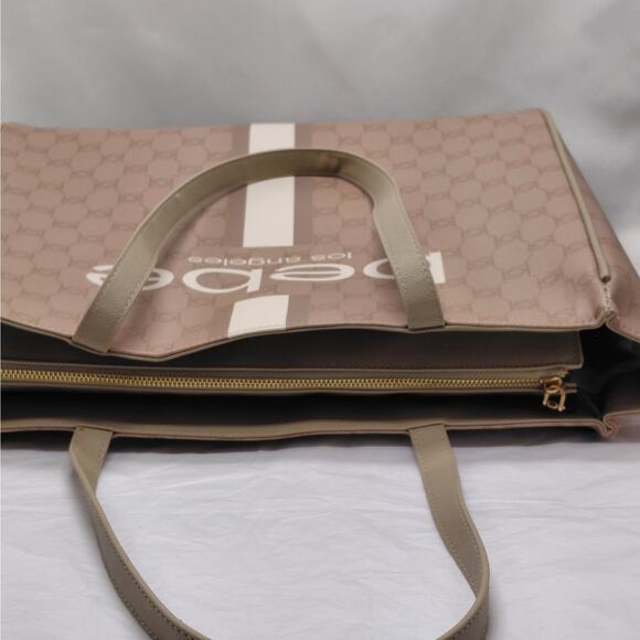 Bebe Womens Large Tote Bag Logo Print Shoulder Bag Work Travel Purse NWOT - Picture 10 of 10